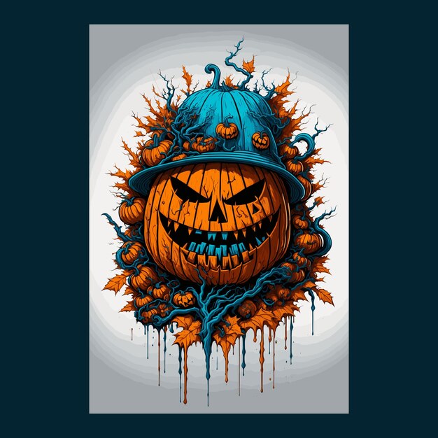 Vector Halloween-nachtontwerp met pompoen