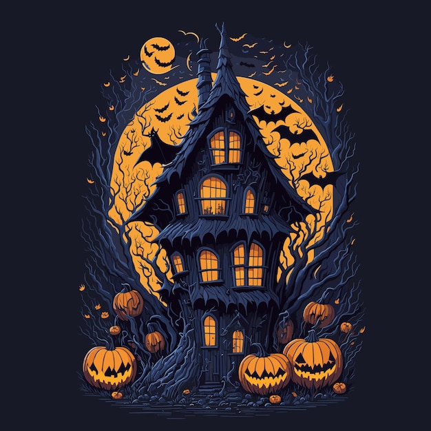 Vector Halloween night design with pumpkin