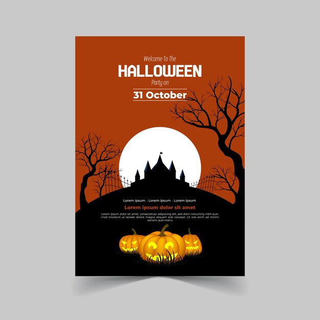 Vector Halloween Party Uitnodiging met Horror House Trick or Treat Flyer of Banner Template
