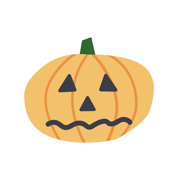 Vector Halloween-pompoen met JackOLantern-gezichtsillustratie Leuk pompoenhoofd in beeldverhaalstijl