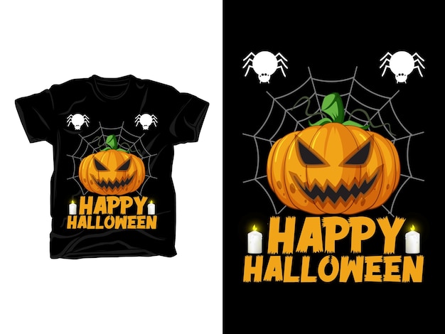 Вектор хэллоуин тыква страшный шаблон дизайна футболки