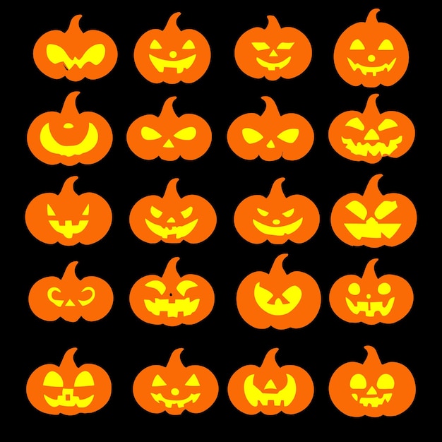 Vector Halloween pumpkin silhouette set vector illustration