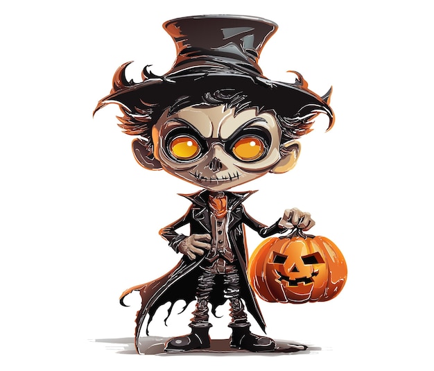 Vettore vettore halloween scheletro uomo con occhi luminosi sorridente jack o lanterna scheletro arrabbiato con costume illustrazione vettoriale su sfondo bianco