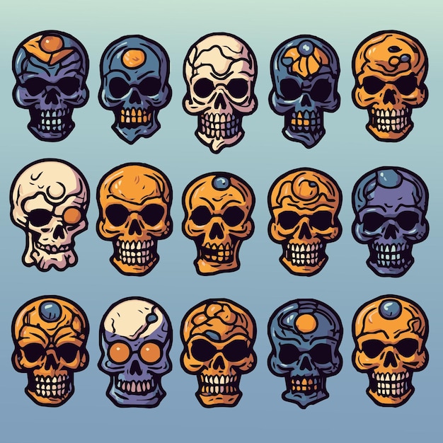 vector halloween skull set