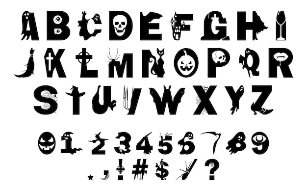 Вектор хэллоуинского алфавита