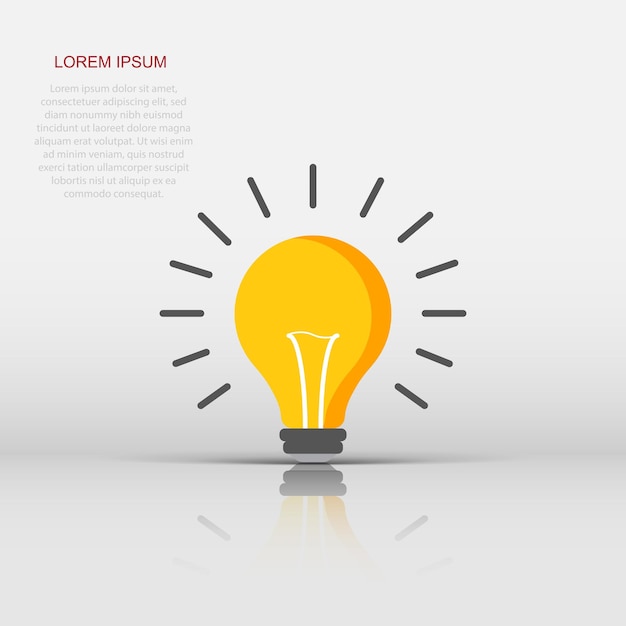 Vector halogen lightbulb icon in flat style Light bulb sign illustration pictogram Idea business concept