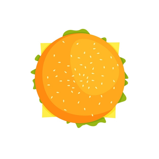 Vector hamburger top view Burger with cheese tomatoes chop lettuce Fast food or junkfood meal