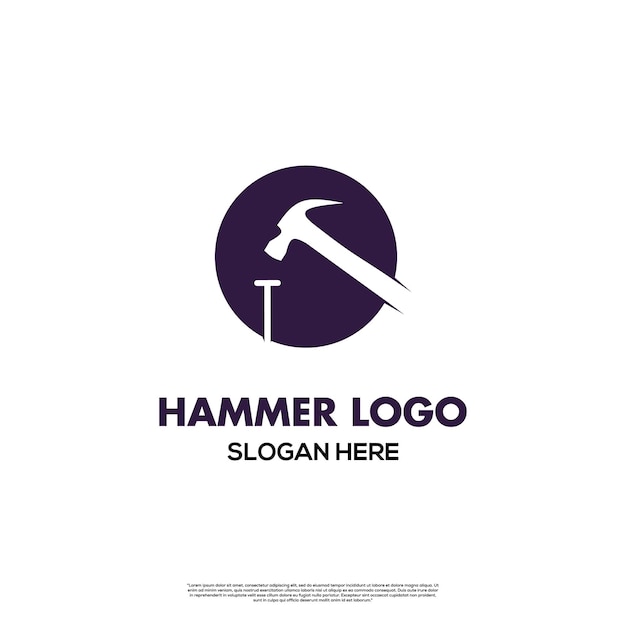 Vector Hammer and nails logo designhammer hitting nail illustration icon template