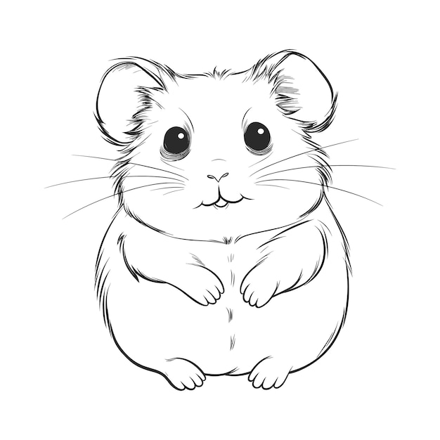 Vector hamster in hand drawn style