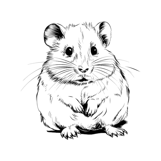 Vector hamster in hand drawn style