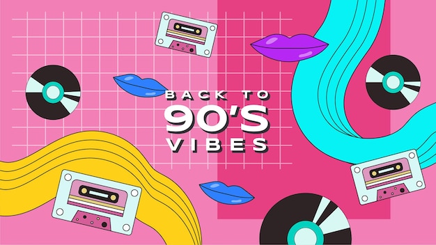 Vector hand draw nostalgic back to 90s template