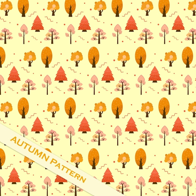 Vector vector hand drawing autumn tree pattern cute cartoon element background pattern