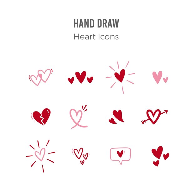 Vector vector hand drawing heart icons illustration