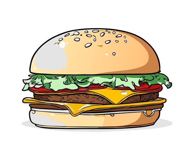 Vector vector hand drawing illustration of burger
