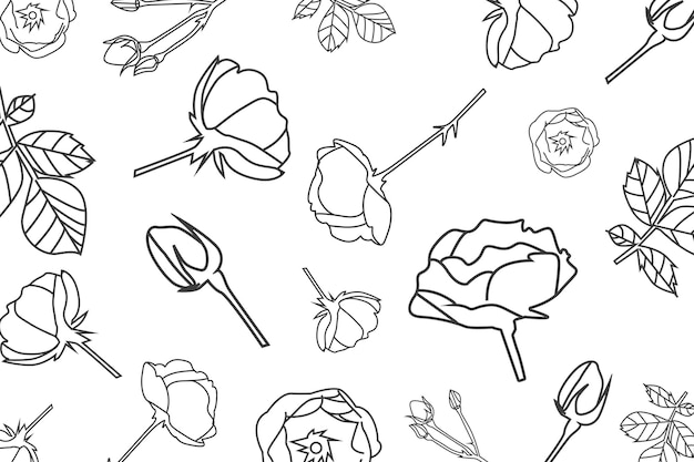 vector hand drawing Pattern flowers and flower petals are blooming