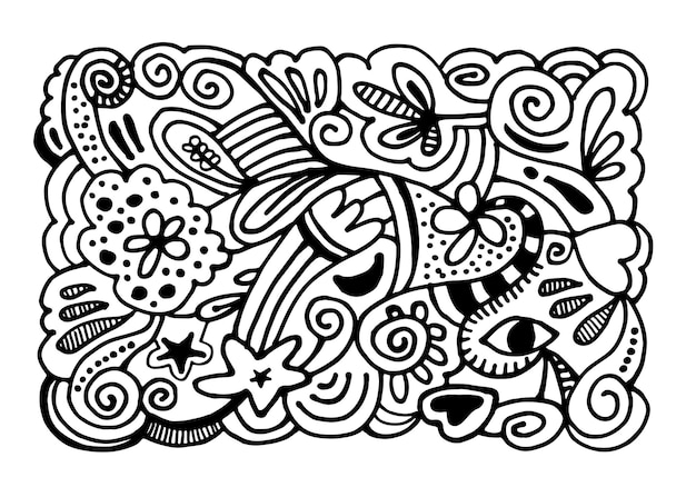 Vector hand drawn abstract decorative ethnic lines Abstract decoration.