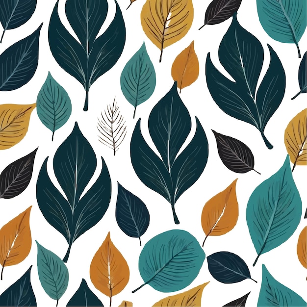 Vector hand drawn abstract seamless leaf pattern simple style great for textiles