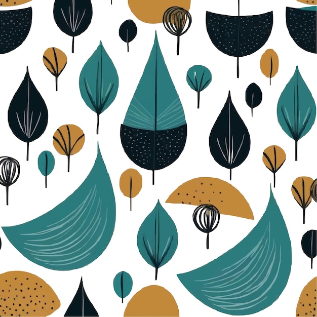 Vector hand drawn abstract seamless leaf pattern simple style great for textiles