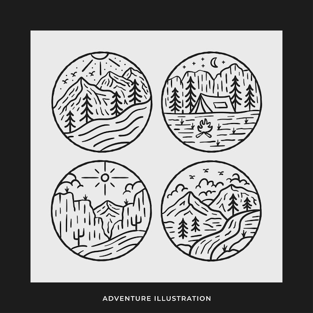 Vector vector hand drawn adventure illustration bundle_5