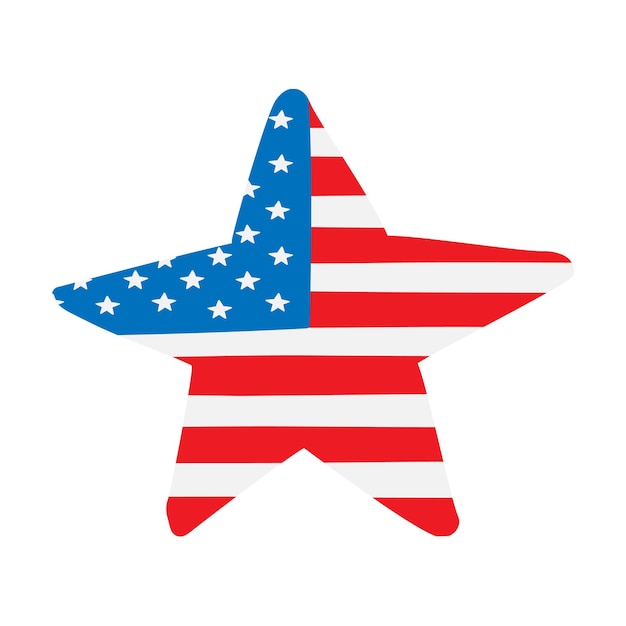 Vector hand drawn american usa flag star