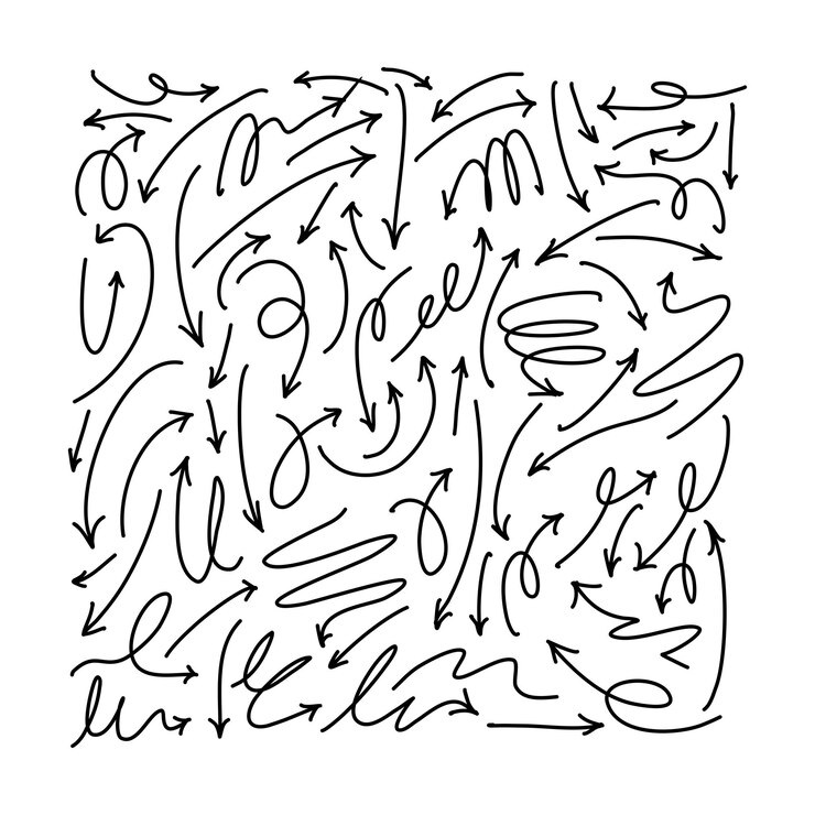 Vector vector hand drawn arrow set white background