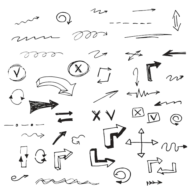 Vector vector hand drawn arrows and text underlines