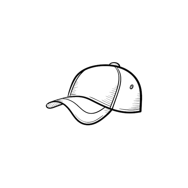 Vector vector hand drawn baseball hat outline doodle icon. baseball cap sketch illustration for print, web, mobile and infographics isolated on white background.