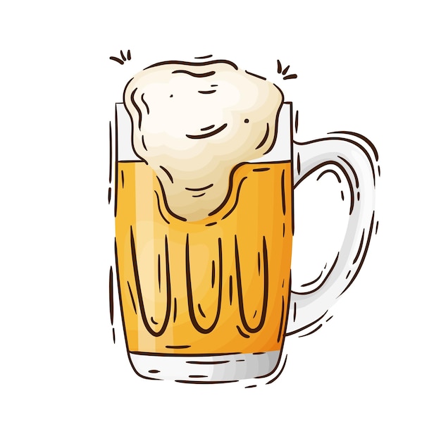 ベクターの手描きビール、分離したベクトル イラスト。