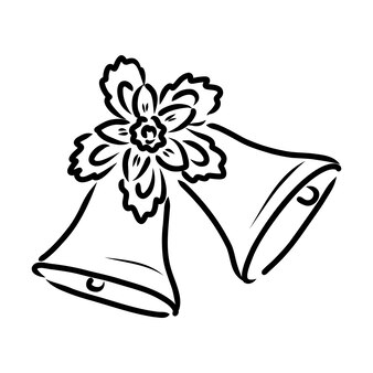 Campane disegnate a mano di vettore con schizzo di fiocco nero su sfondo bianco