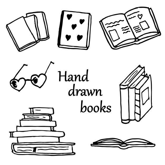 Vector vector hand drawn books sketch illustrations