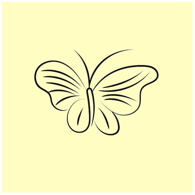 ベクトルで手で描かれた蝶の輪郭の背景