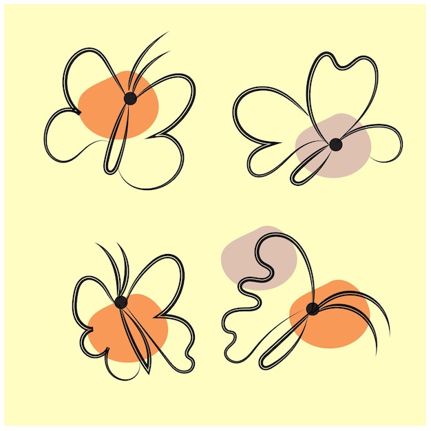 vector hand drawn butterfly outline background