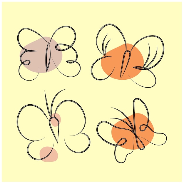 Vector vector hand drawn butterfly outline background