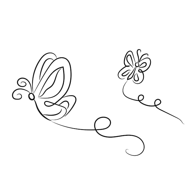 Vector vector hand drawn butterfly outline pack