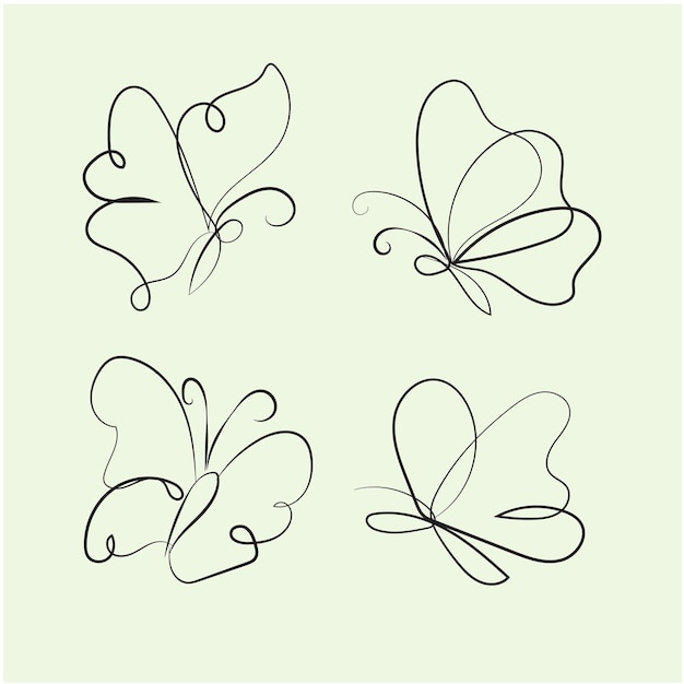 Vector hand drawn butterfly outline pack