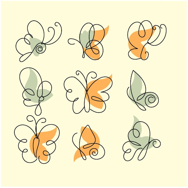 vector hand drawn butterfly outline pack