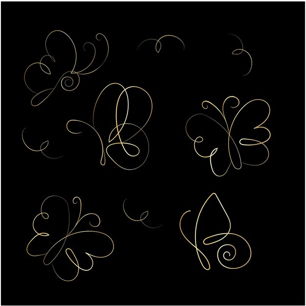 Vector hand drawn butterfly outline pack