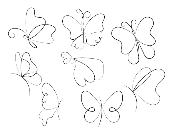 ベクトル手描き蝶の概要パック