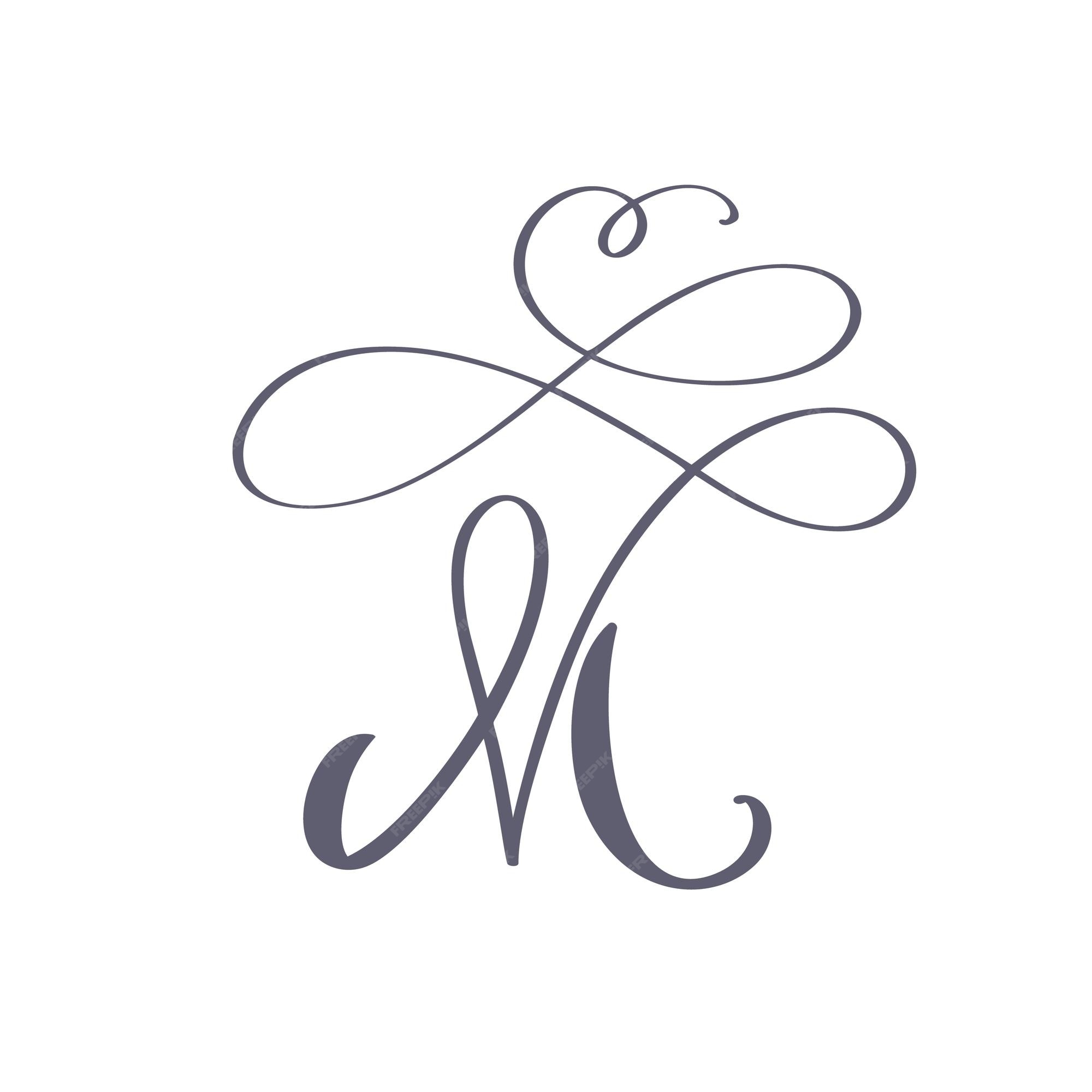 Vintage floral monogram letter m Royalty Free Vector Image