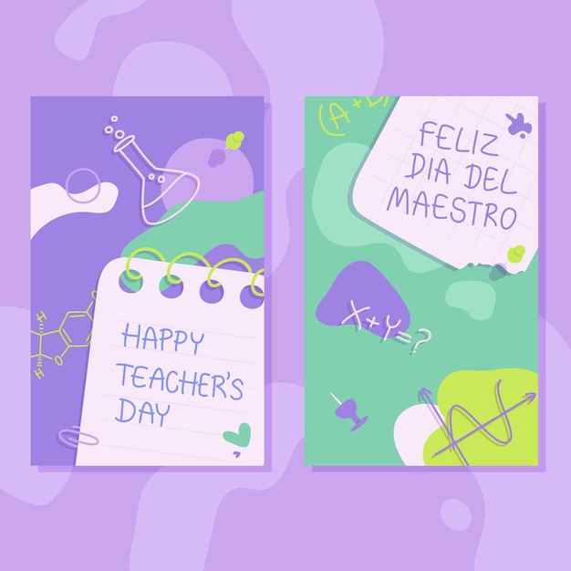 Vector hand drawn card templates happy teacher's day