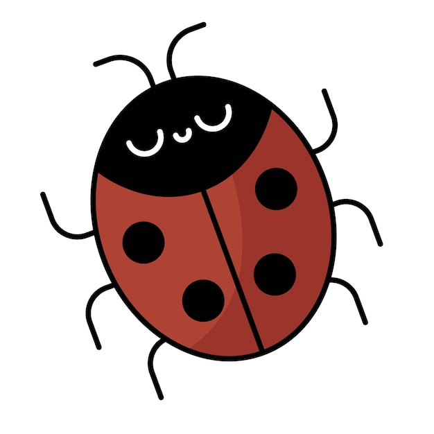 Vector hand drawn cartoon illustration of cute ladybug