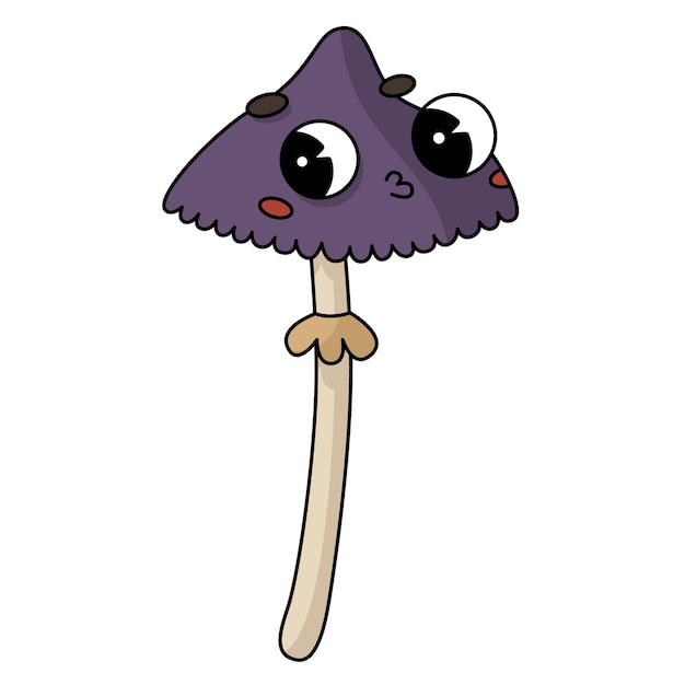 Vector vector hand drawn cartoon illustration of cute mushroom