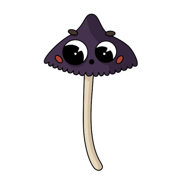 Vector hand drawn cartoon illustration of cute mushroom