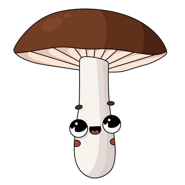 Vector vector hand drawn cartoon illustration of cute mushroom