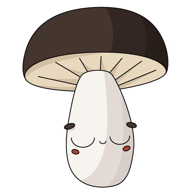 Vector hand drawn cartoon illustration of cute sleeping mushroom