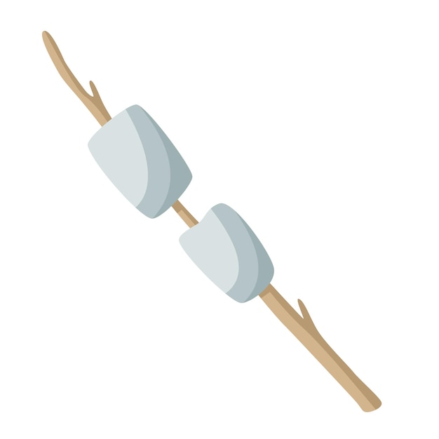 Vector hand drawn cartoon illustration of marshmallows on a stick