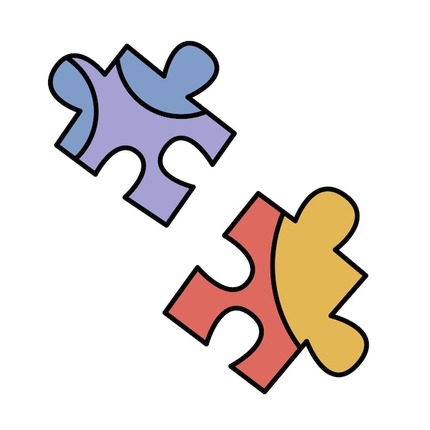 Vector hand drawn cartoon illustration of puzzle pieces