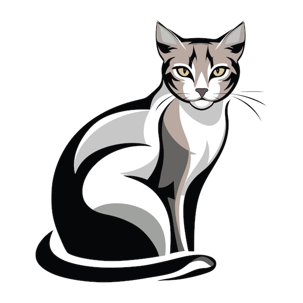 vector hand drawn cat logo template