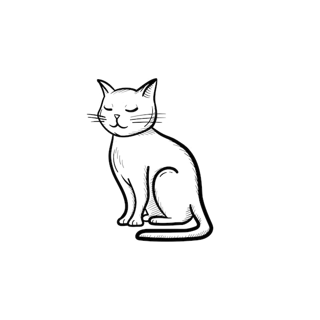 Vettore icona di doodle di contorno gatto disegnato a mano di vettore. illustrazione di schizzo di gatto per stampa, web, mobile e infografica isolato su sfondo bianco.