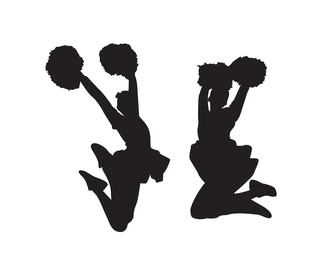 Vector hand drawn cheerleader silhouettes